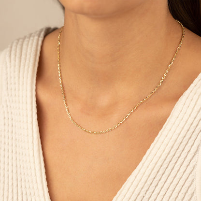 925 Sterling Silver Bright Flat Curby Chain Necklace