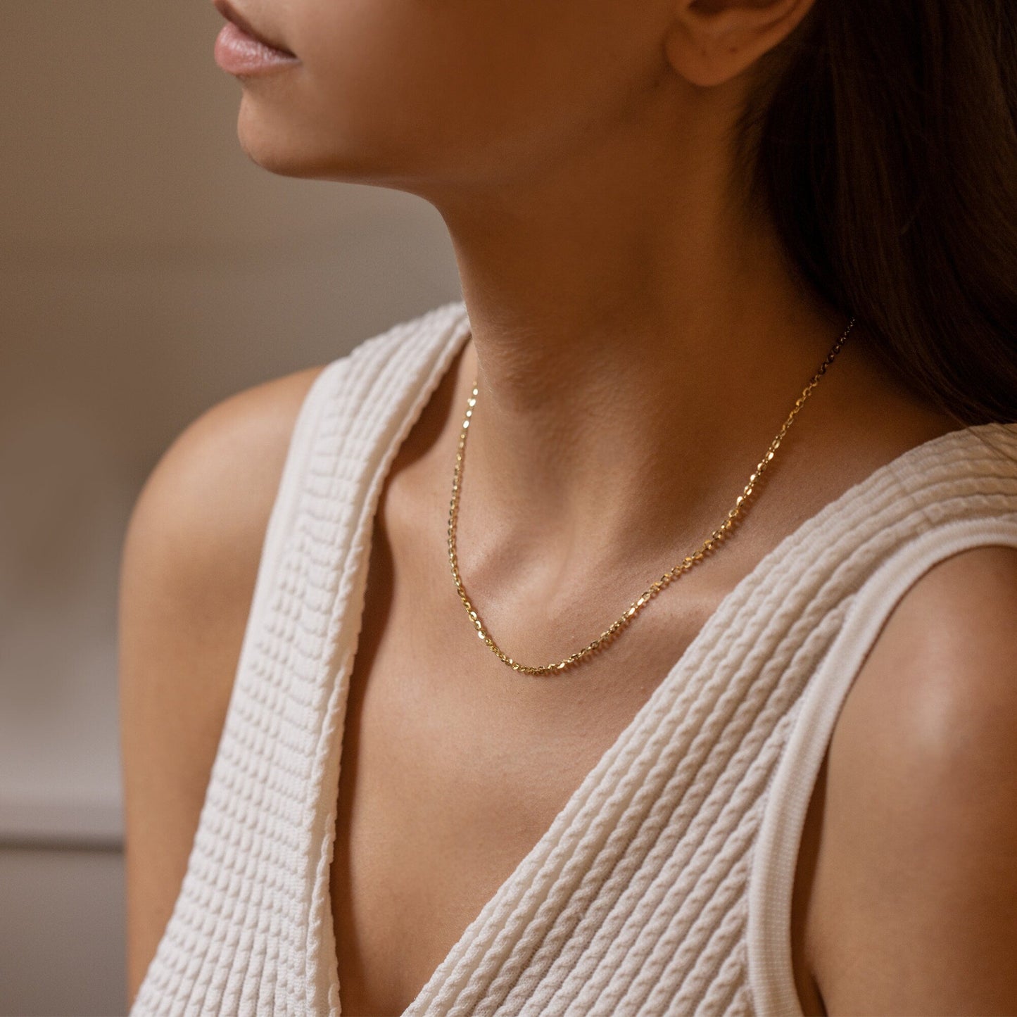 925 Sterling Silver Bright Flat Curby Chain Necklace