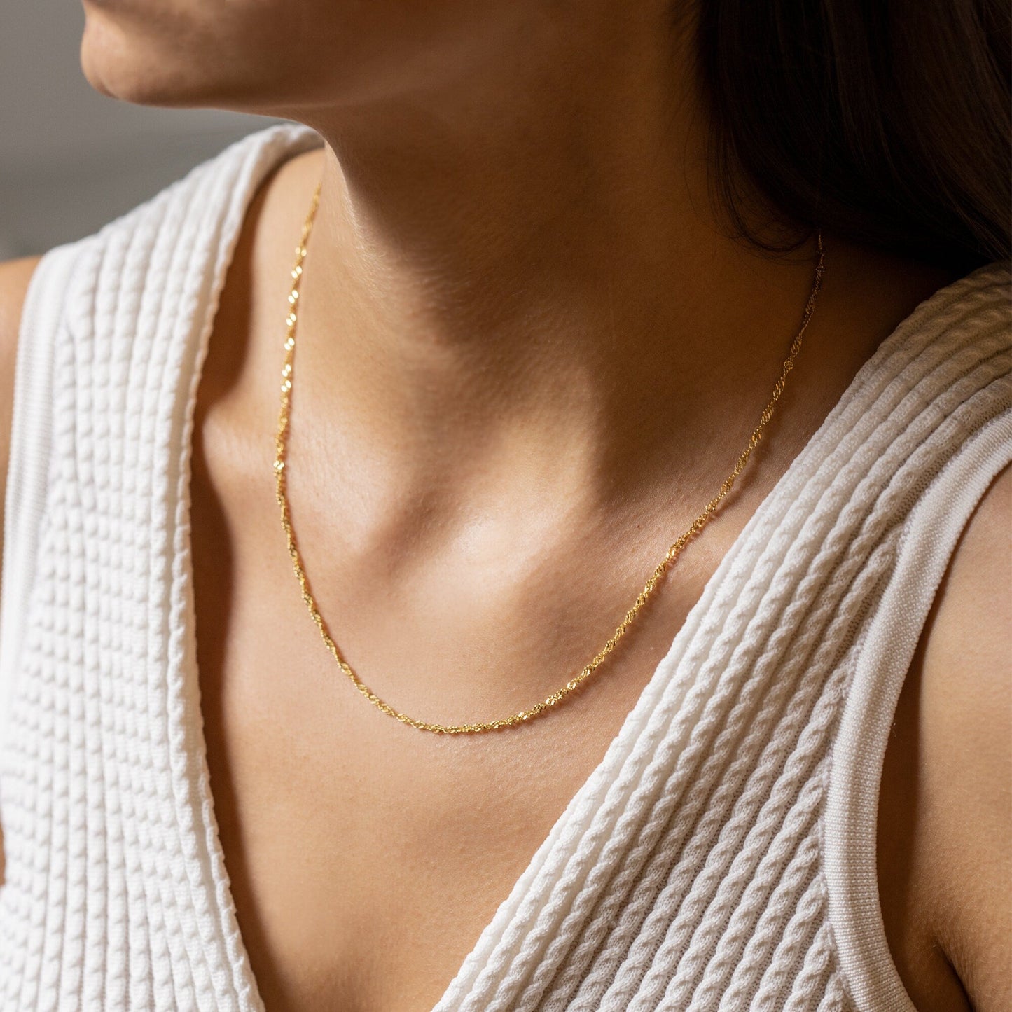 925 Sterling Silver Delicate Gold Twist Chain Necklace