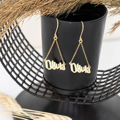 925 Sterling Silver Wizard Harry P. Font Name Dangle & Drop Earring