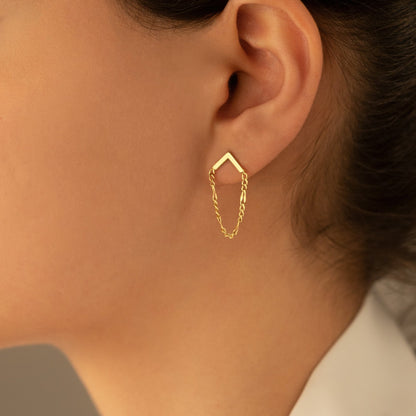 925 Sterling Silver Chain Ear Jacket Earring