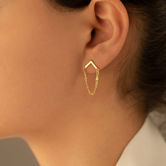 925 Sterling Silver Chain Ear Jacket Earring