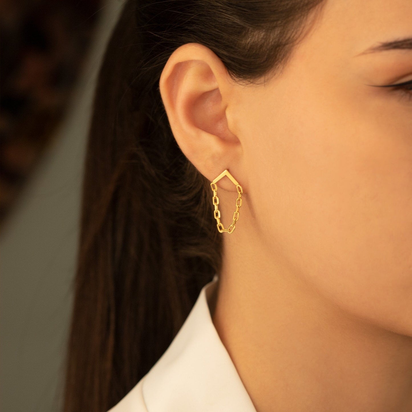 925 Sterling Silver Chain Ear Jacket Earring