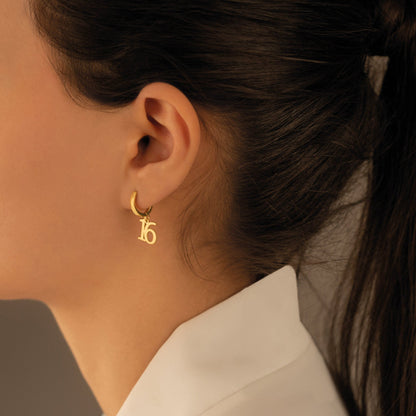 925 Sterling Silver Initial Hoop Earring