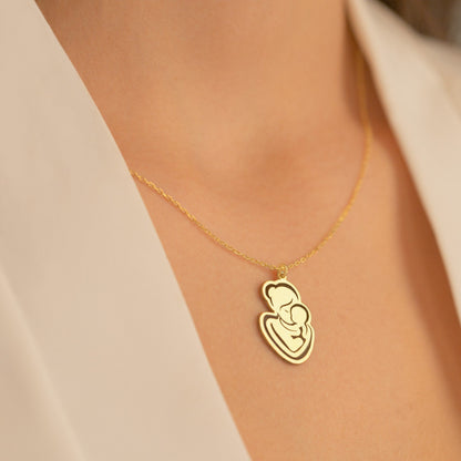 925 Sterling Silver Mother and Child Necklace