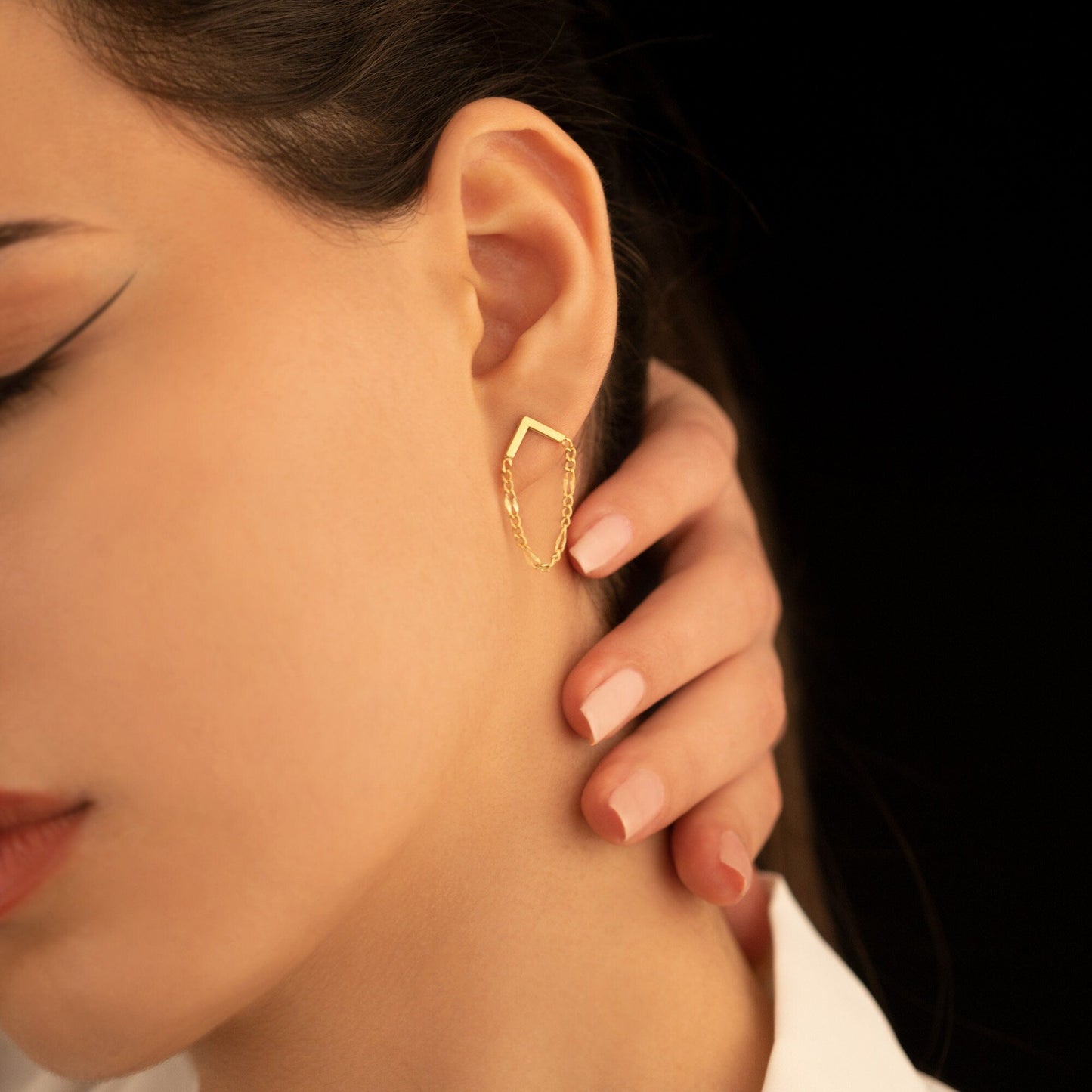 925 Sterling Silver Chain Ear Jacket Earring