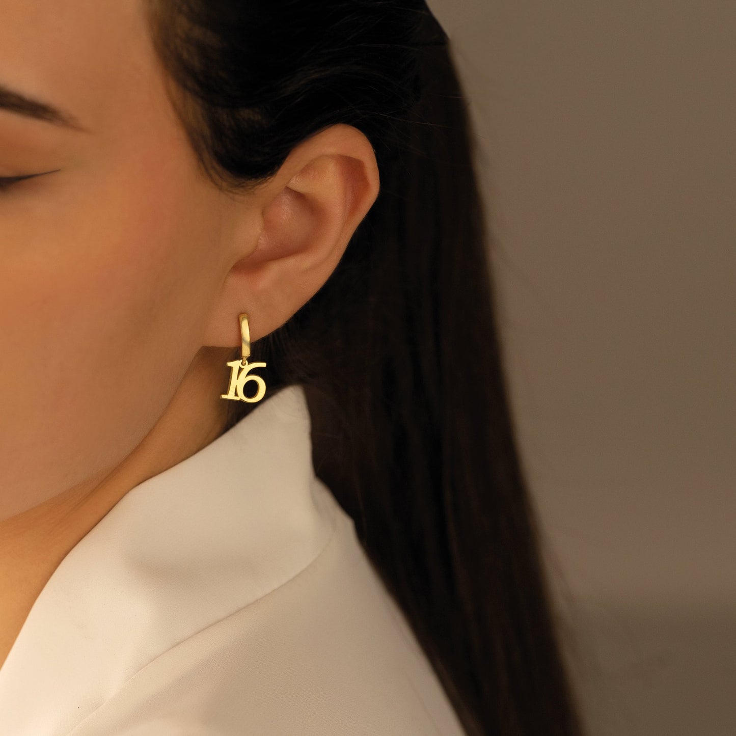 925 Sterling Silver Initial Hoop Earring