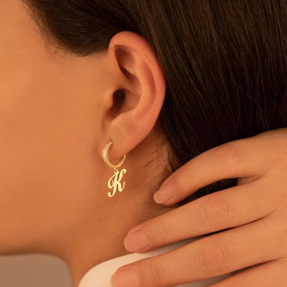 925 Sterling Silver Pave Initial Earring