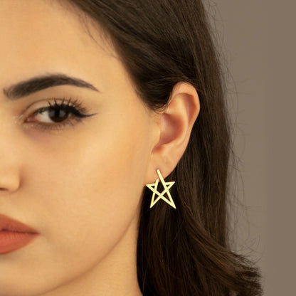 925 Sterling Silver Modern Star Earring
