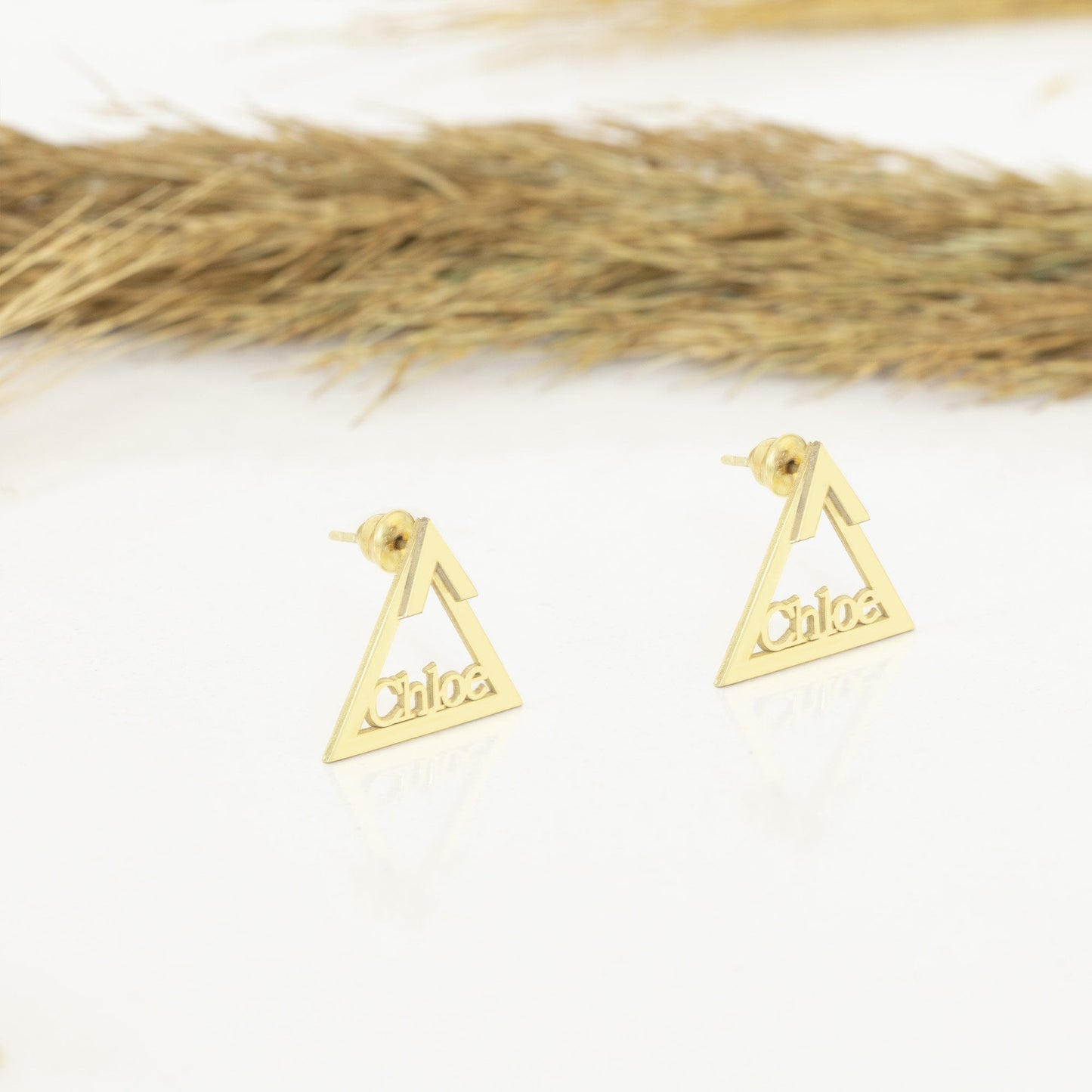 925 Sterling Silver Triangle Ear Jacket Name Earrings