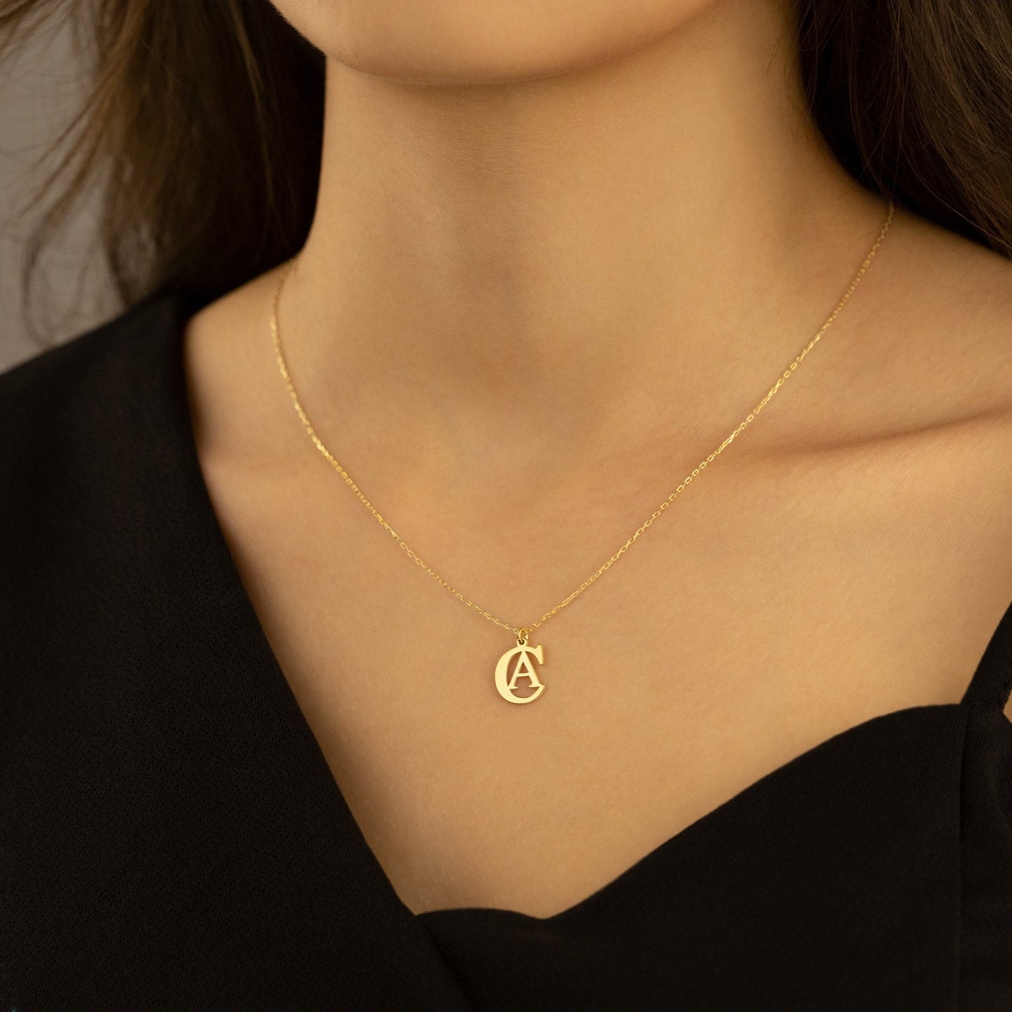 925 Sterling Silver Double Initial Necklace