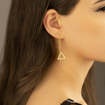 925 Sterling Silver Threader Triangle Chain Earrings