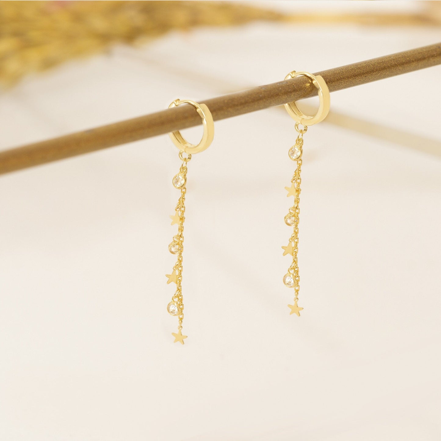 925 Sterling Silver Threader Stars Hoop Earring