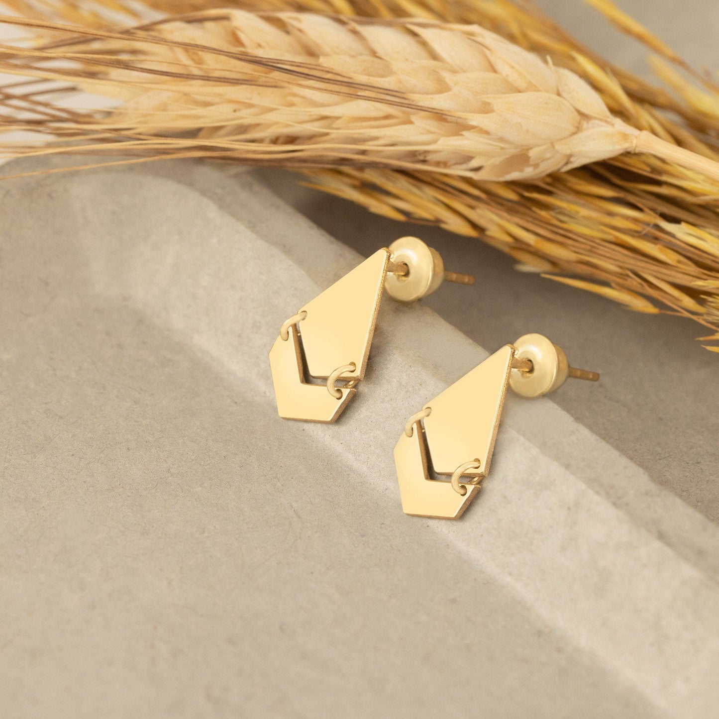 925 Sterling Silver Rank Double Earrings