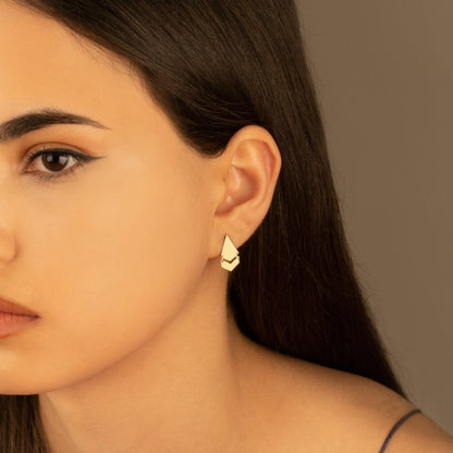 925 Sterling Silver Rank Double Earrings