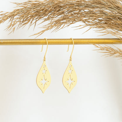 925 Sterling Silver Pole Star Dangle Earrings