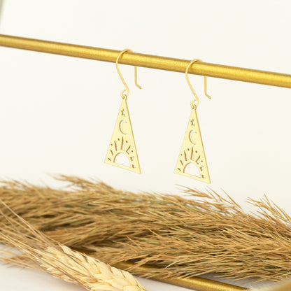925 Sterling Silver Triangle Celestial Earrings