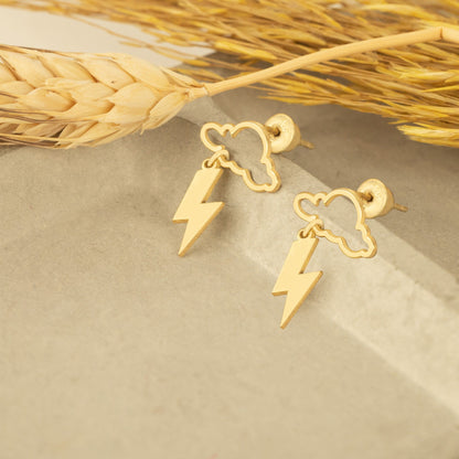925 Sterling Silver Cloud and Lightning Dangle Earrings