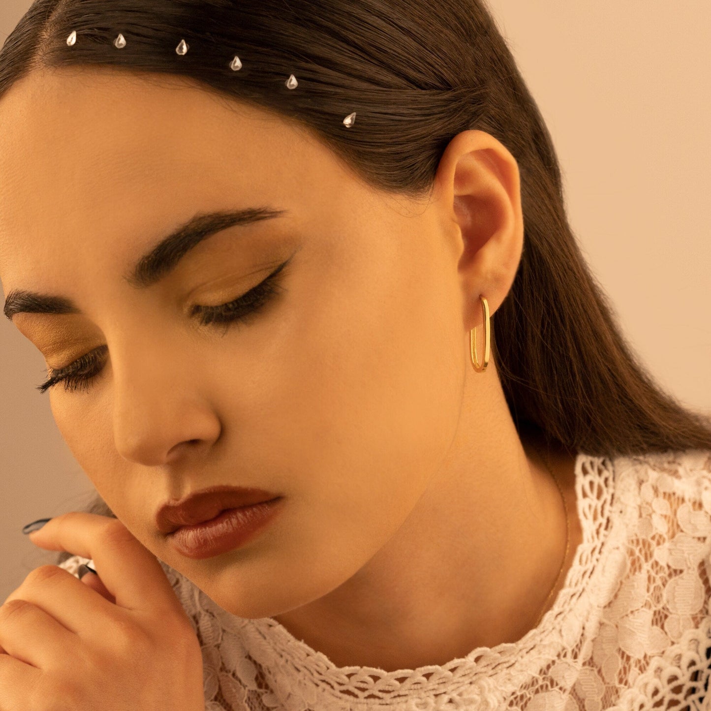 925 Sterling Silver Unique Oblong Hoop Earrings