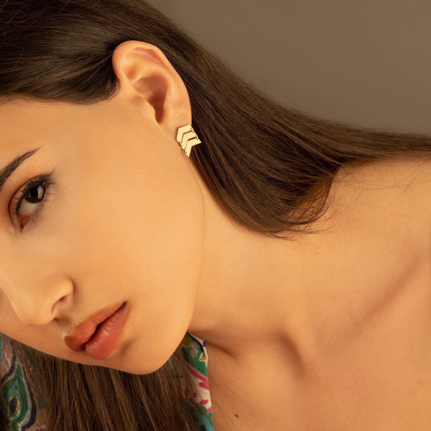 925 Sterling Silver Triple Rank Chevron Arrow Earring