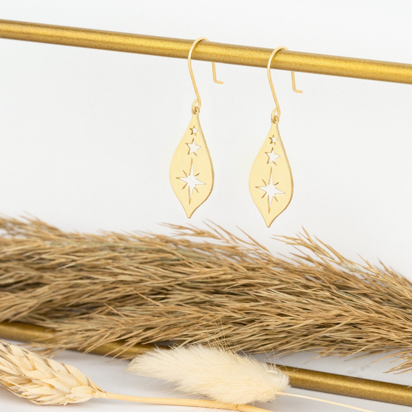 925 Sterling Silver Pole Star Dangle Earrings