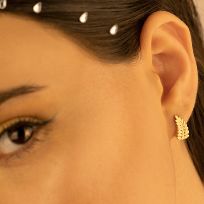 925 Sterling Silver Leaves Hoop Earrings