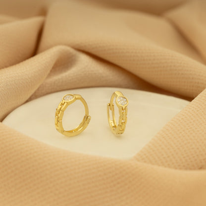 925 Sterling Silver Chain Hoop Diamond Ring Earring