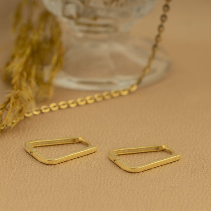 925 Sterling Silver Oblong Hoop Earrings Huggie