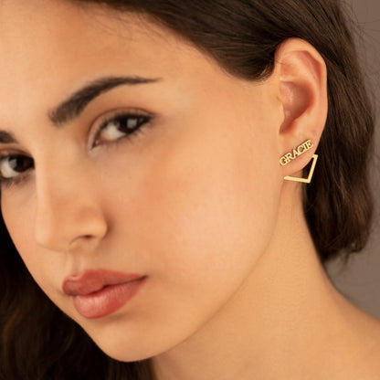 925 Sterling Silver Square Ear Jacket Name Earring
