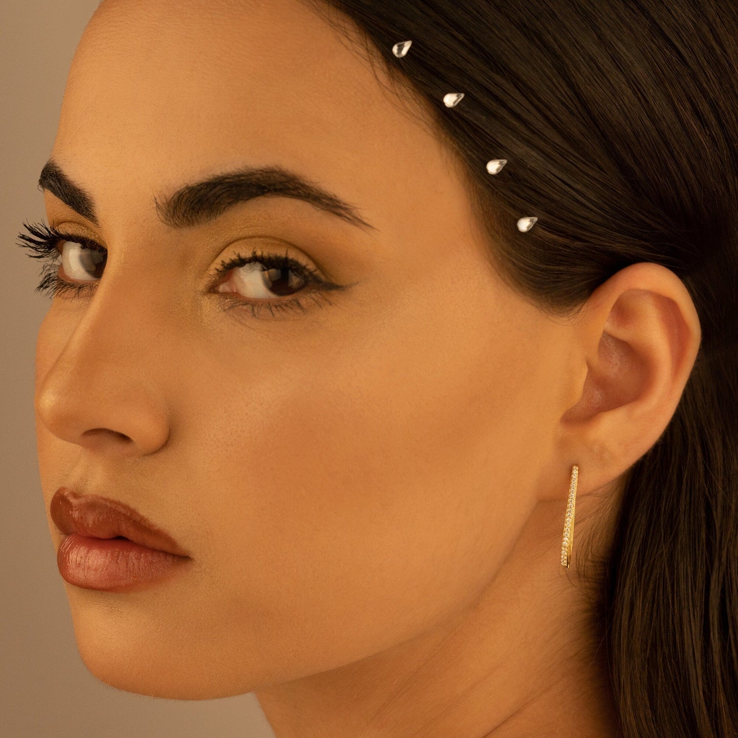 925 Sterling Silver Unique Diamond Rectangular Earrings