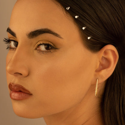 925 Sterling Silver Unique Diamond Rectangular Earrings
