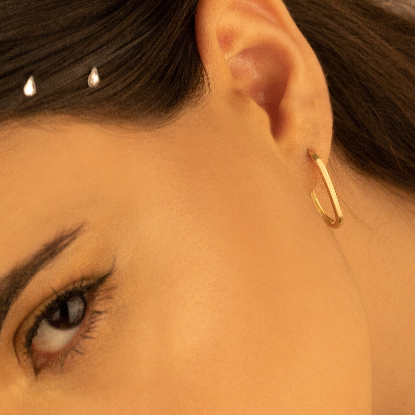 925 Sterling Silver Unique Oblong Hoop Earrings