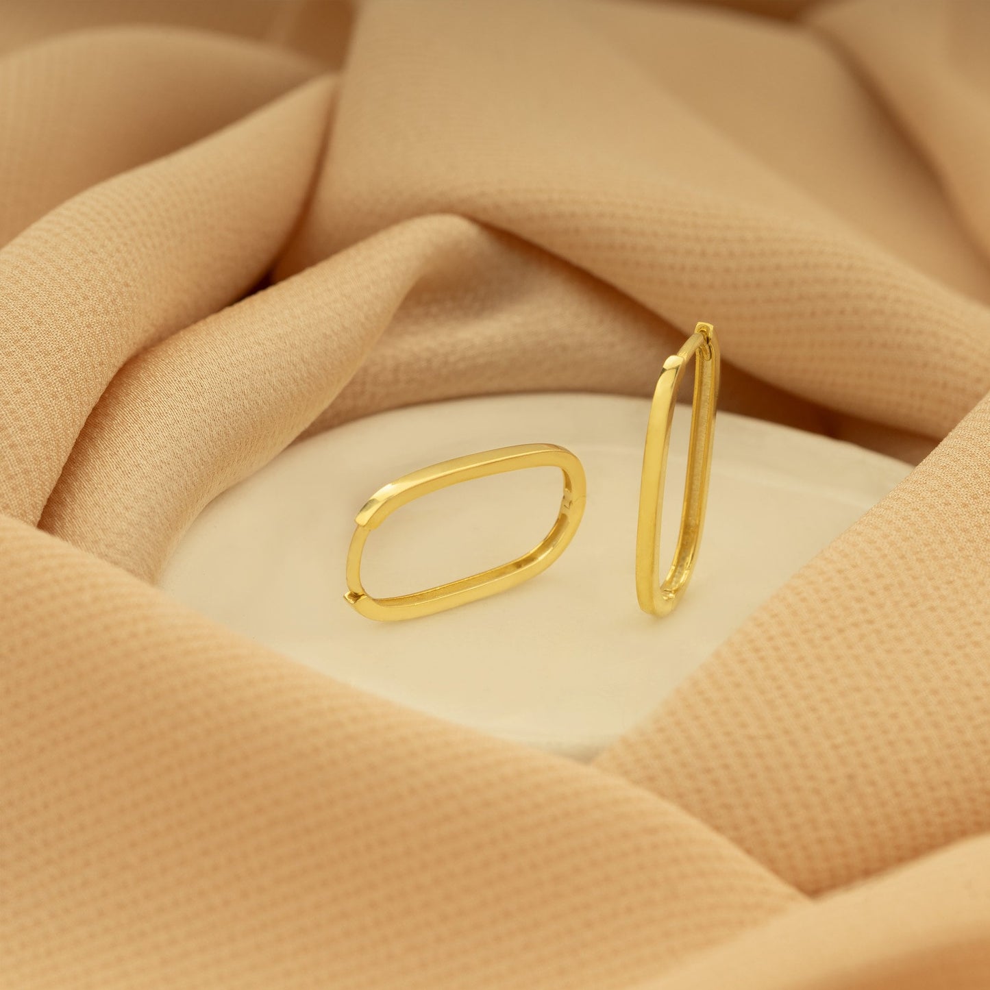 925 Sterling Silver Unique Oblong Hoop Earrings