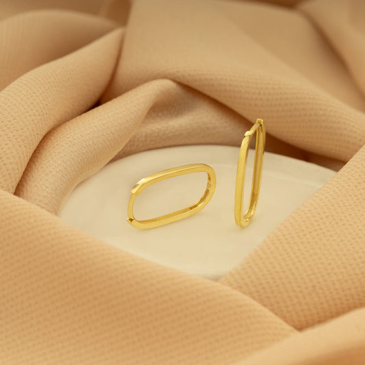 925 Sterling Silver Unique Oblong Hoop Earrings