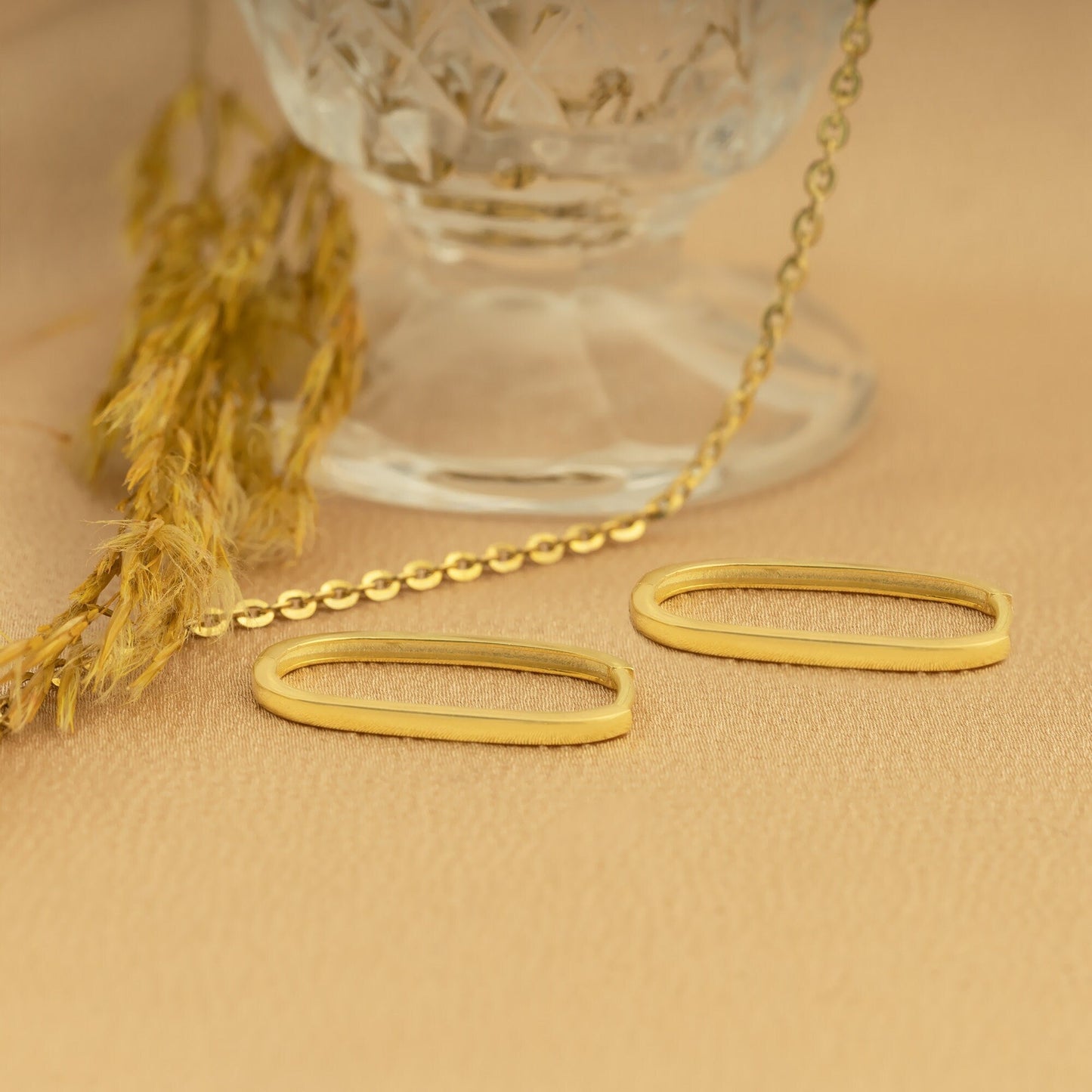 925 Sterling Silver Unique Oblong Hoop Earrings