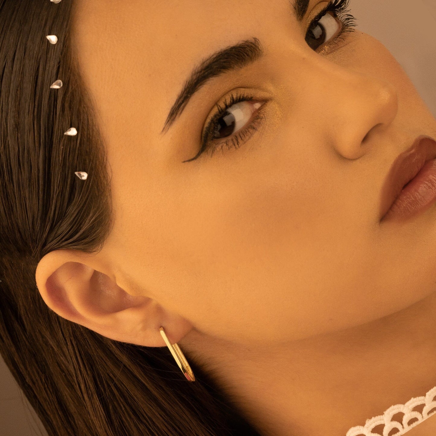 925 Sterling Silver Unique Oblong Hoop Earrings