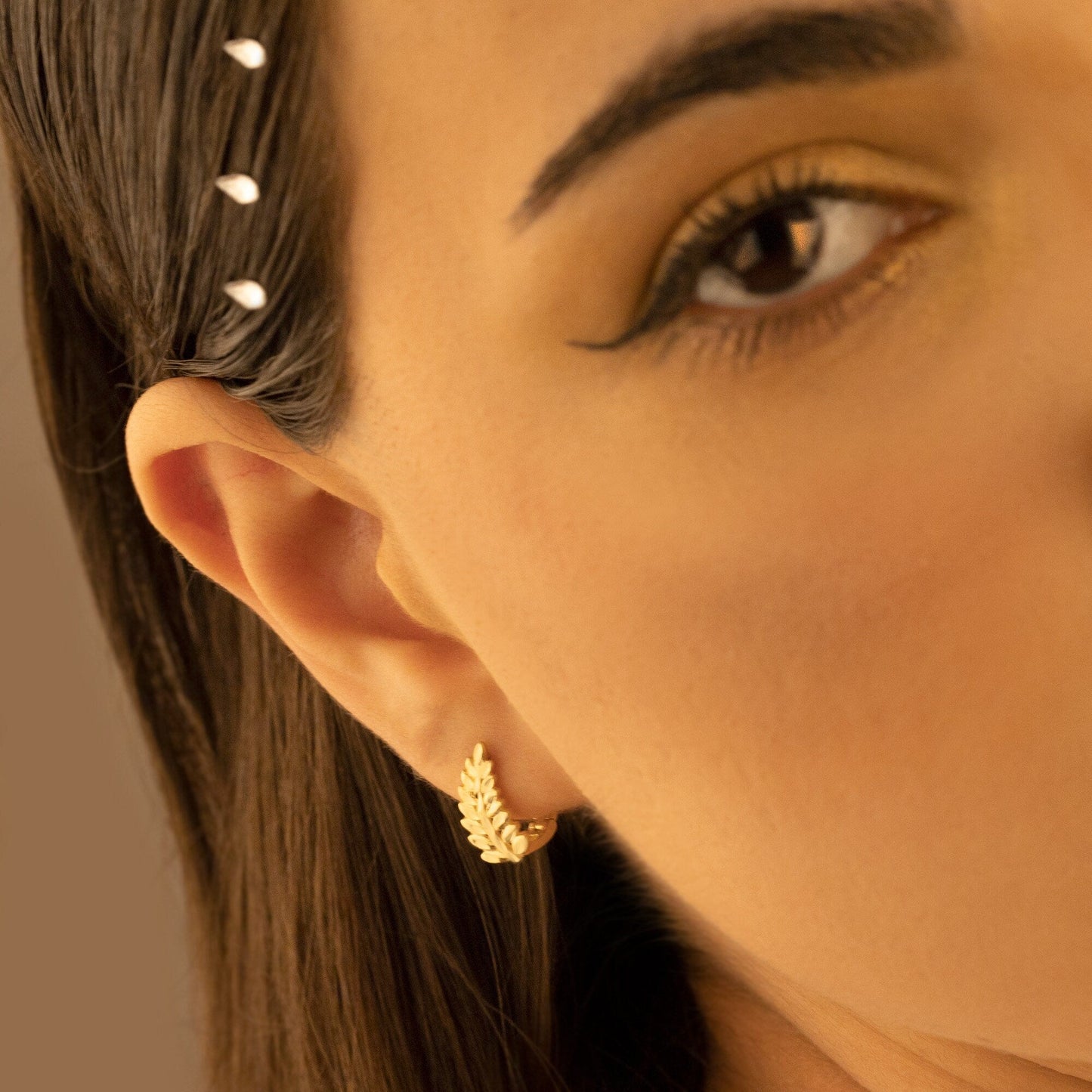 925 Sterling Silver Leaves Hoop Earrings