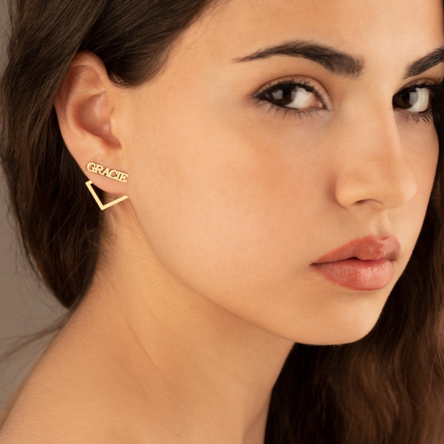 925 Sterling Silver Square Ear Jacket Name Earring