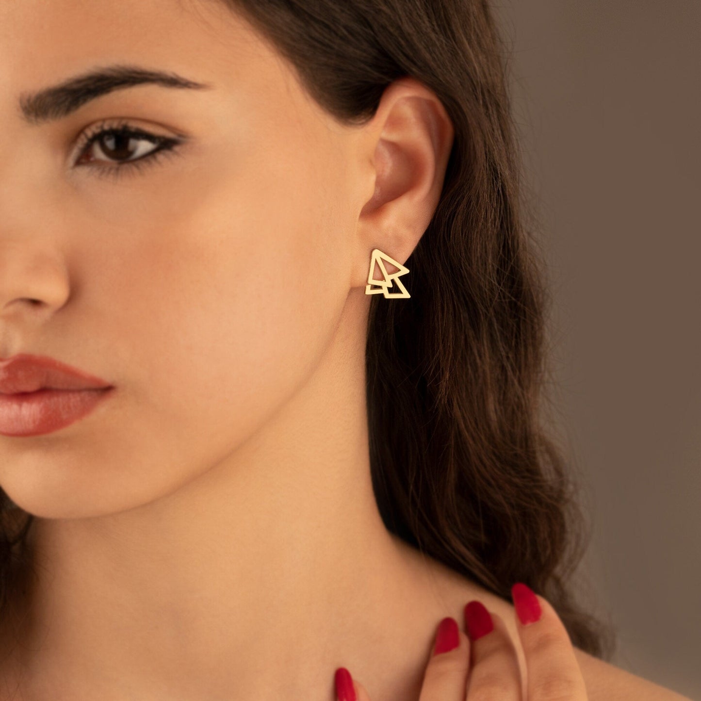925 Sterling Silver Double Triangle Ear Jacket Earrings