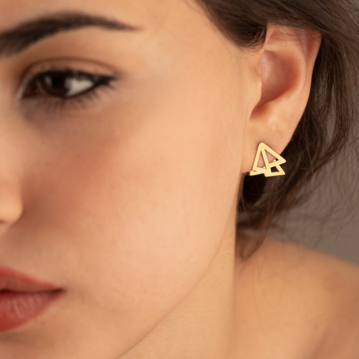 925 Sterling Silver Double Triangle Ear Jacket Earrings