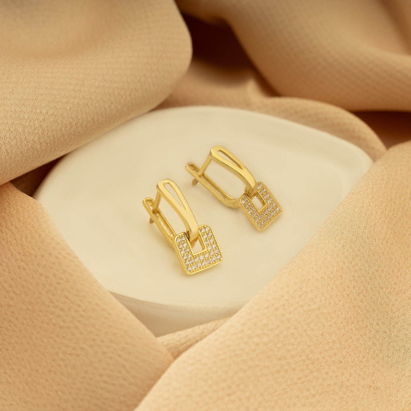 925 Sterling Silver Dainty Geometric Rectangle Earring