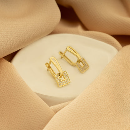 925 Sterling Silver Dainty Geometric Rectangle Earring