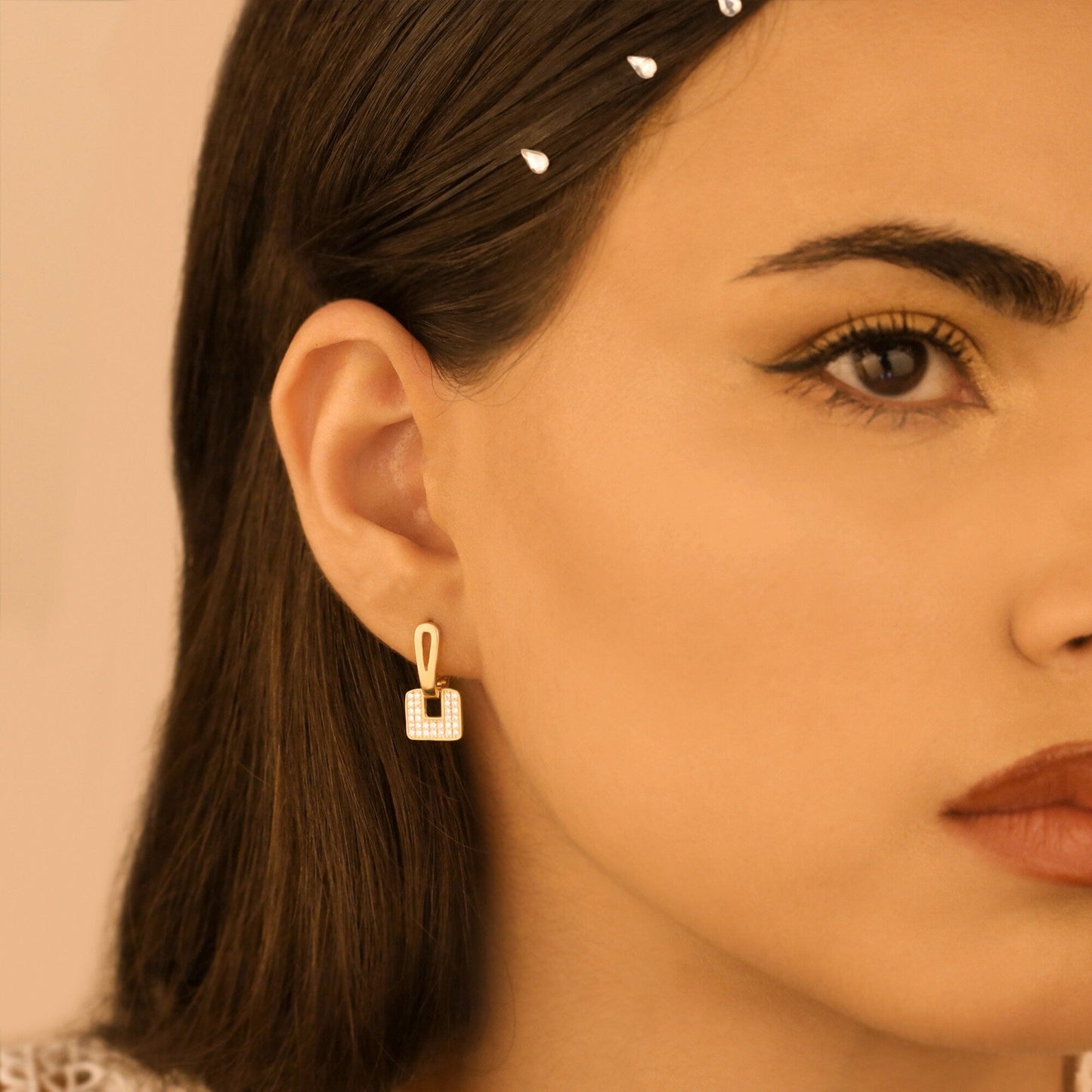 925 Sterling Silver Dainty Geometric Rectangle Earring