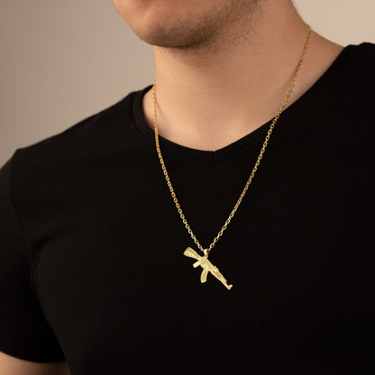 925 Sterling Silver Dainty AK-47 Necklace