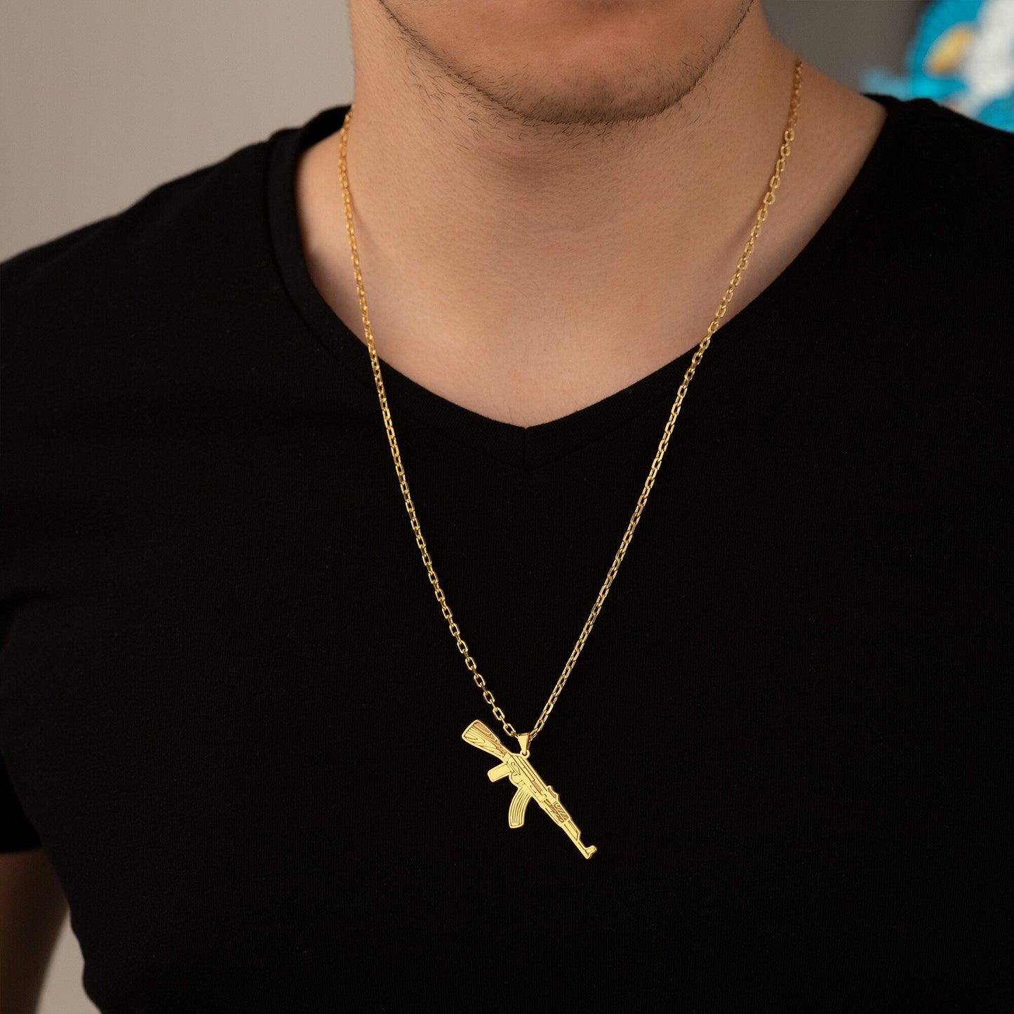 925 Sterling Silver Dainty AK-47 Necklace