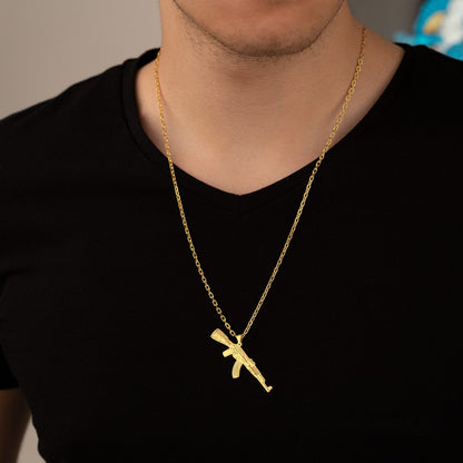 925 Sterling Silver Dainty AK-47 Necklace