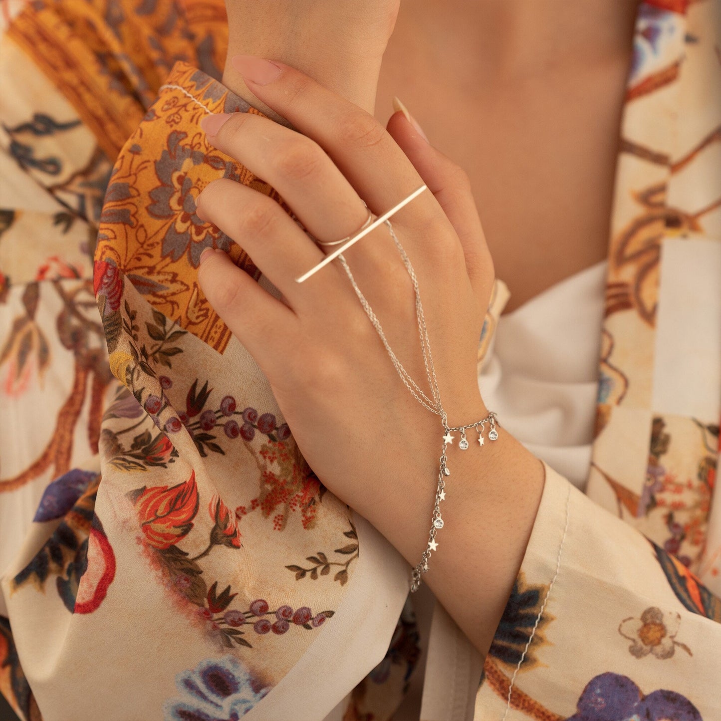 925 Sterling Silver Dainty Hand Chain Bracelet