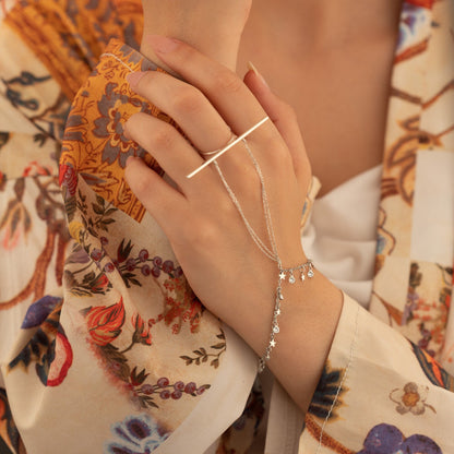 925 Sterling Silver Dainty Hand Chain Bracelet