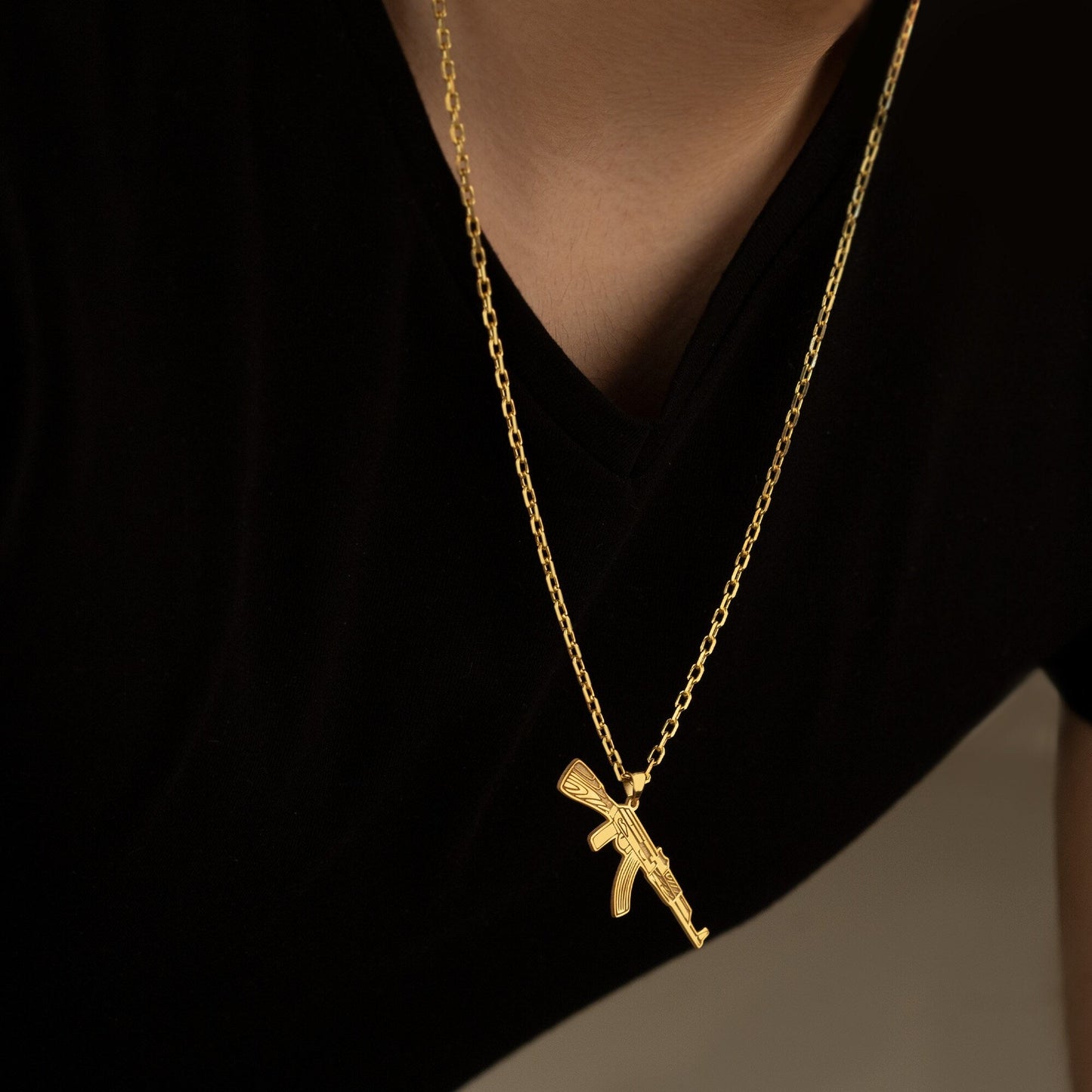 925 Sterling Silver Dainty AK-47 Necklace