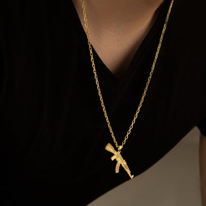 925 Sterling Silver Dainty AK-47 Necklace